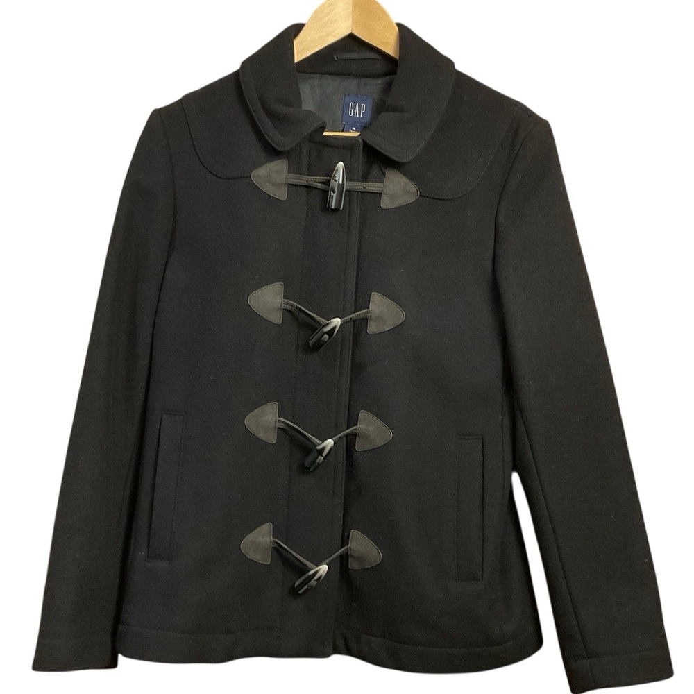 Gap Black Wool Blend Toggle Duffel Jacket/Peacoat Size M